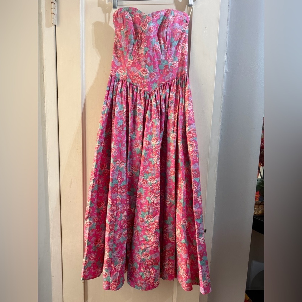 Laura Ashley Vintage Floral Corset Basque Dress US 8
